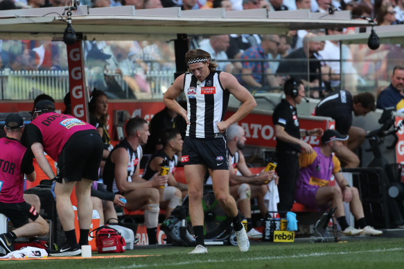 Not playing: Nathan Murphy after he was concussed in last year’s AFL grand final.