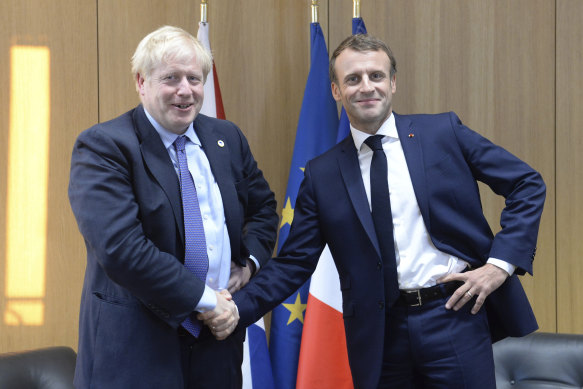 Johnson and Macron at last week's EU summit meeting in Brussels.