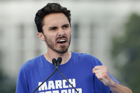 Parkland survivor and activist David Hogg speaking during a rally in Washington.