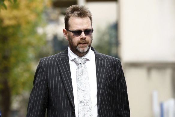 Dr Sean Runacres outside the Coroners Court of Victoria in May 2021.