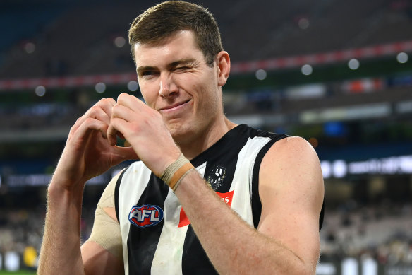 No rush: Collingwood’s Mason Cox.