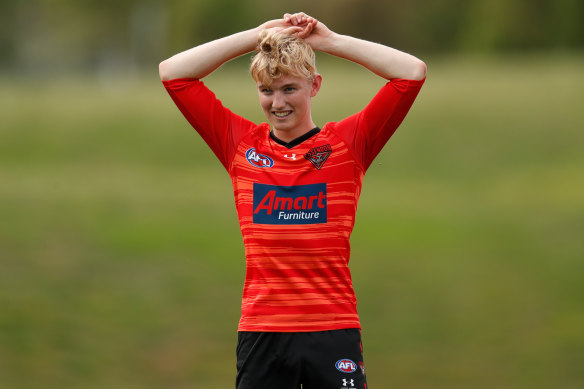 Tom Hird at Bombers training in March.