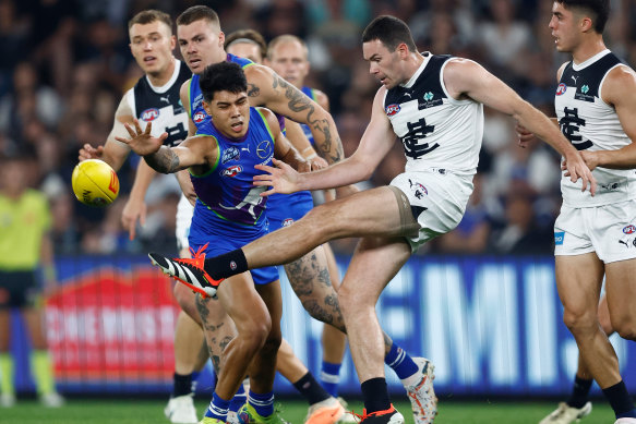 McGovern can kick both feet as he showed in the Good Friday clash against North Melbourne.