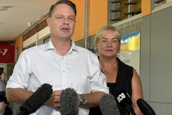Lord Mayor Adrian Schrinner – pictured with councillor Krista Adams – said the former Palaszczuk government treated Brisbane City Council like “outsiders”.