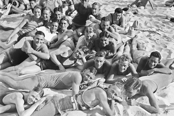  Sunbathing at Bondi, c1930.