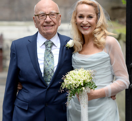 Rupert Murdoch reportedly told fourth wife Jerry Hall, pictured here on their wedding day in 2016, over email that their relationship was over.