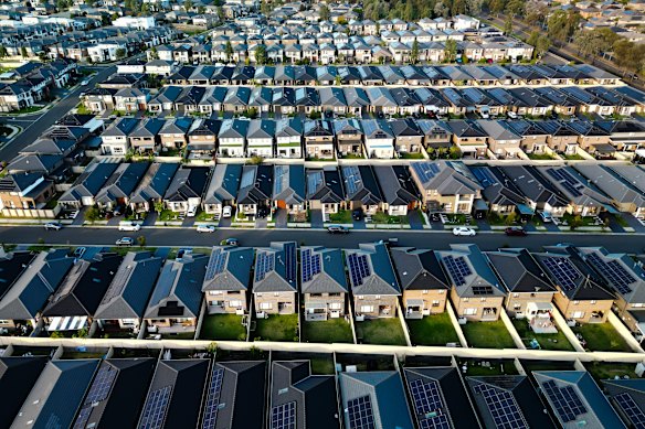 Aerial view of houses in The Ponds.