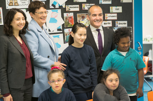 Education Minister James Merlino with students and staff from Croxton Special School.