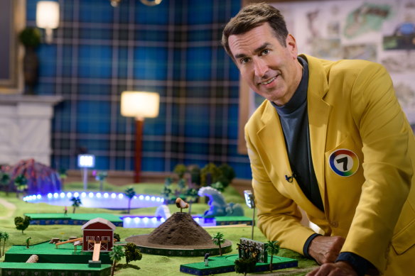 American comic Rob Riggle appears as a commentator in Seven’s new reality show Holey Moley.