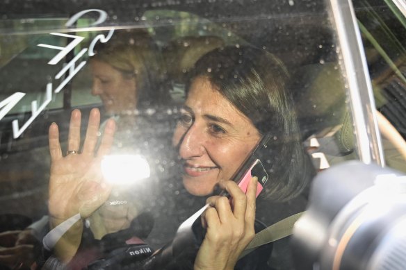 NSW Premier Gladys Berejiklian was in a good mood on Friday morning ahead of her meeting with John Barilaro. 