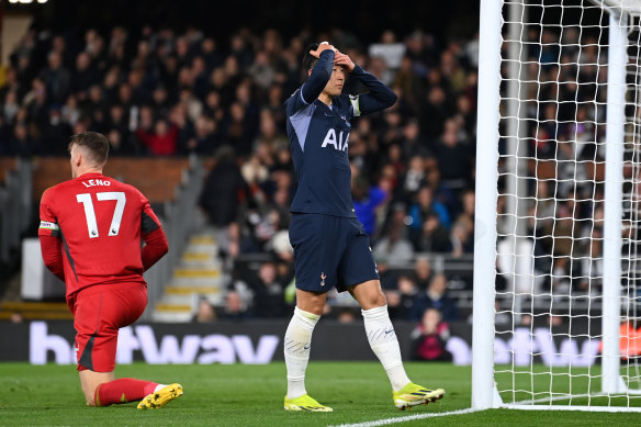 Son Heung-Min misses a chance against Fulham.
