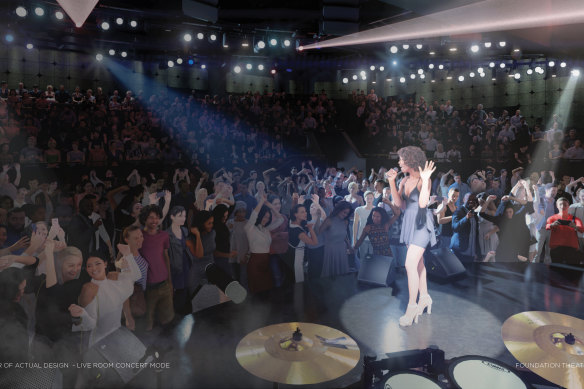 Renders show The Star’s Live Room in concert mode.