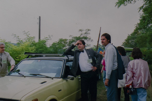 Laszlo Nagy at the border between Hungary and Austria in 1989.