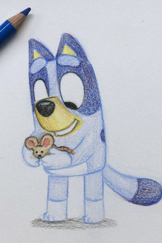 An early hand drawing of Bluey.