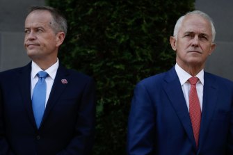 Opposition Leader Bill Shorten and then-Prime Minister Malcolm Turnbull in February 2018. 