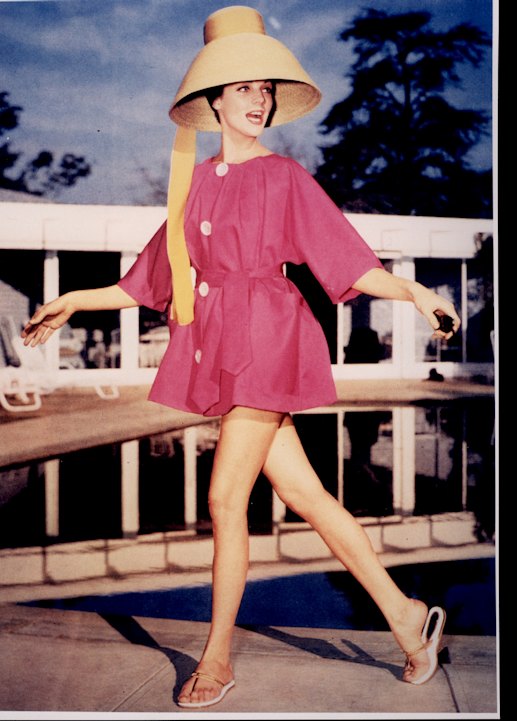Maggie Tabberer in a Shannon Originals beach coat, 1960.