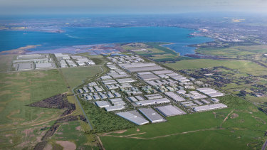 An aerial view of MAB Corporation's proposed $3.3 billion industrial estate next to Avalon Airport. 