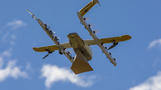 One of Wing's new quiet drones which are set to take to the skies above Logan later this month.