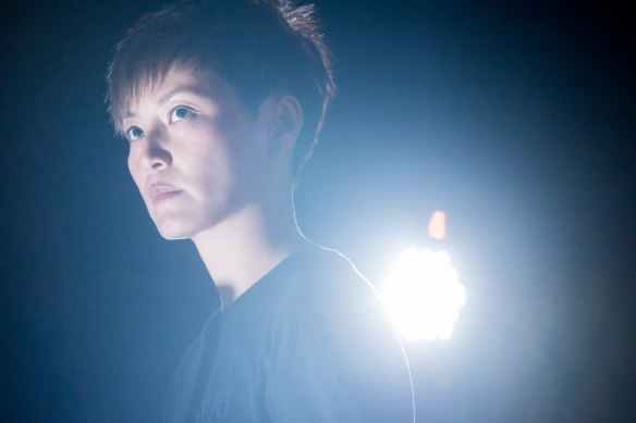 Denise Ho, singer and pro-democracy activist, pauses while speaking during the Stand with Hong Kong, Power To The People Rally at Chater Garden.