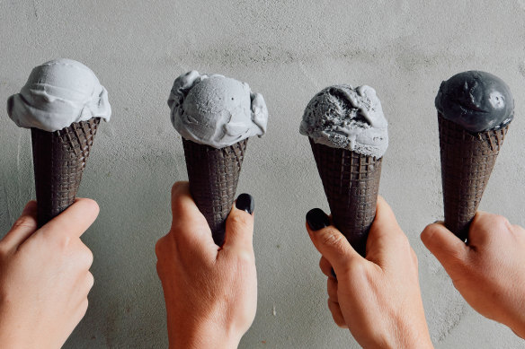 Greyscale, an artwork of grey ice-cream at M Pavilion Melbourne.