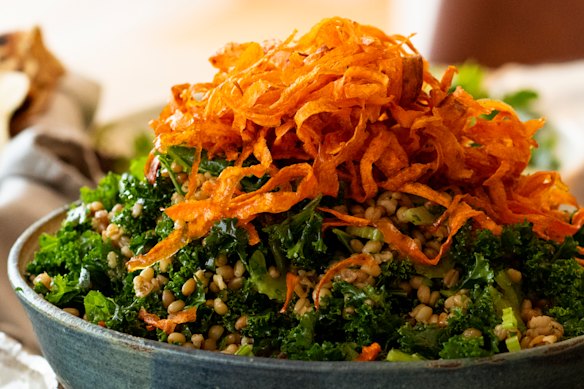 Crispy carrot freekeh salad.