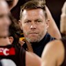 Not happy Sam: Hawthorn’s coach Sam Mitchell gave a good, old-fashioned spray at three-quarter-time.