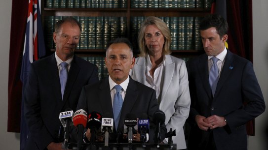 John Pesutto faces the media on Monday after the party room meeting.