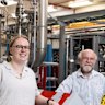 Dr Kaitlin Cook, deputy scientific director of the Heavy Ion Accelerator Facility, and Emeritus Professor David Hinde.
