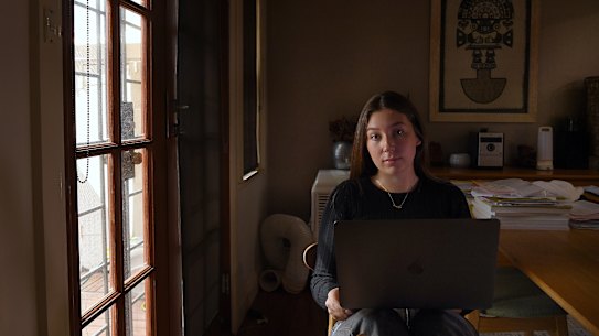 Sydney University student Eliza Rubin has been studying from home in Alexandria this year. 