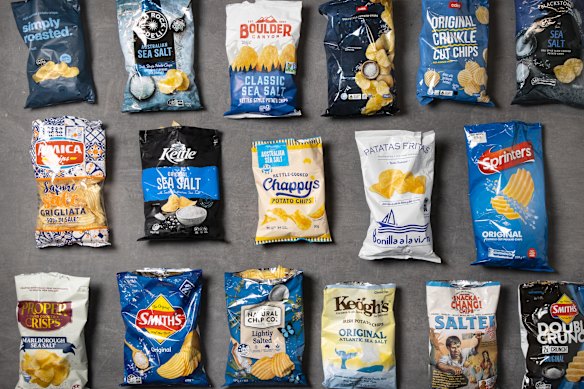 Seventeen different plain chips were blind taste tested.