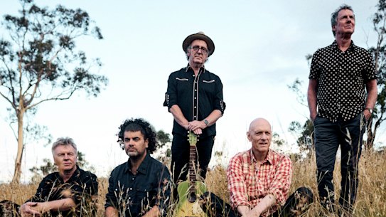 Midnight Oil (from left) Martin Rotsey, Adam Ventoura, Jim Moginie, Peter Garrett and Rob Hirst.