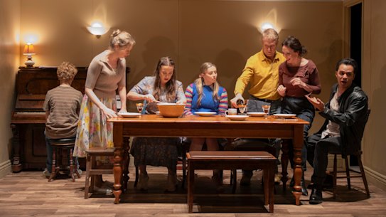 Kate Amos, Lucy Schneider, Chloe James, Michael Honeyman, Juel Riggall and Adrian Li Donni in <i>The Children’s Bach.</i>