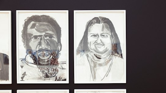 The portrait of Gina Rinehart next to Indigenous leader Eddie Mabo at the National Gallery.