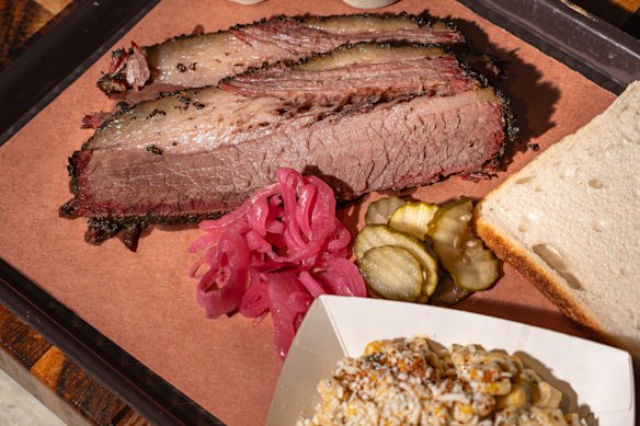 Brisket is smoked for up to 18 hours at Il Texas Barbecue.