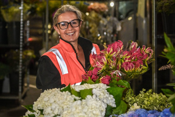 Florist Victoria Whitelaw with the day’s buys for her three shops.