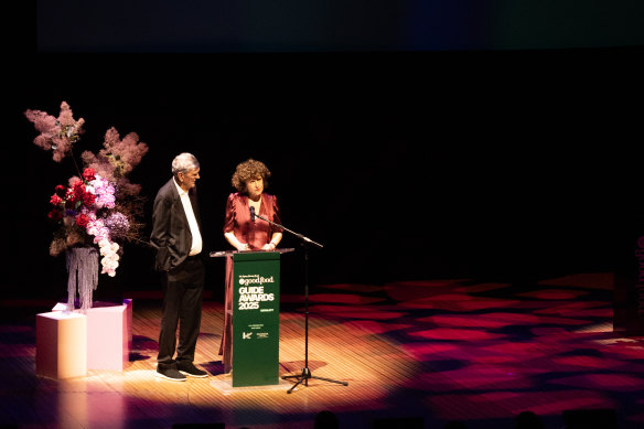 Good Food Guide reviewers Terry Durack and Jill Dupleix present the three-hat winners.