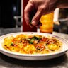 Taiwanese-style prawn omelette is golden and fluffy in all the right places.