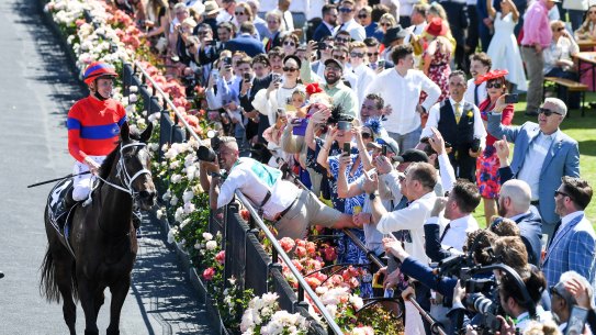 James McDonald on Verry Elleegant wins Melbourne Cup