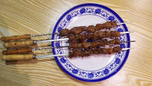 Lamb kebabs at Xinjiang Lamian.