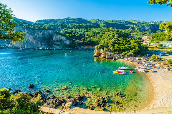 The beach at Paleokastritsa, Corfu.