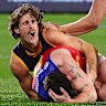 James Peatling’s tackle on Lachie Neale.