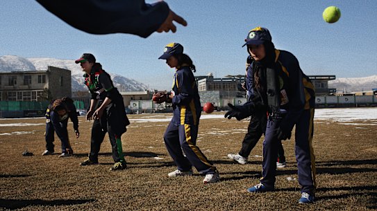 No longer free: the Afghanistan women’s cricket team, at a past training session in Kabul.