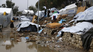 Moria refugee camp on the Greek island of Lesbos.