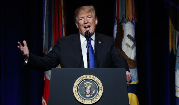 US President Donald Trump announces America's push into space with missile defence systems.