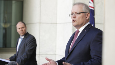 Treasurer Josh Frydenberg and Prime Minister Scott Morrison.