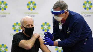 US President Joe Biden received both his coronavirus vaccine shots in public. 