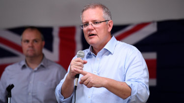 Prime Minister Scott Morrison speaks during a CWA hall meeting in Maroochydore during a four-day tour of Queensland. 