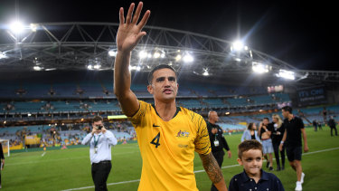 Hailed: Cahill takes in his applause after his 10-minute cameo.