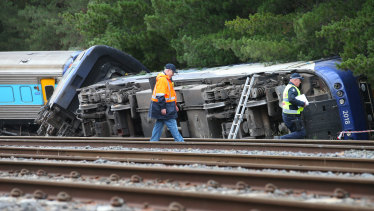 The XPT train derailed at Wallan on Thursday night. 