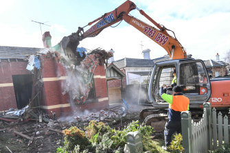 Demolition work was well advanced by lunchtime on Thursday.